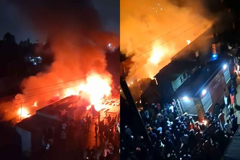 Collage photo of a fire at Waruku area in Kileleshwa ward.
